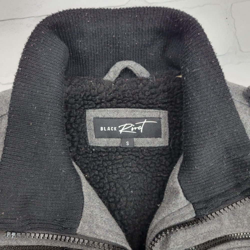 Black Rivet Grey Wool Bomber Jacket - Picture 3 of 3